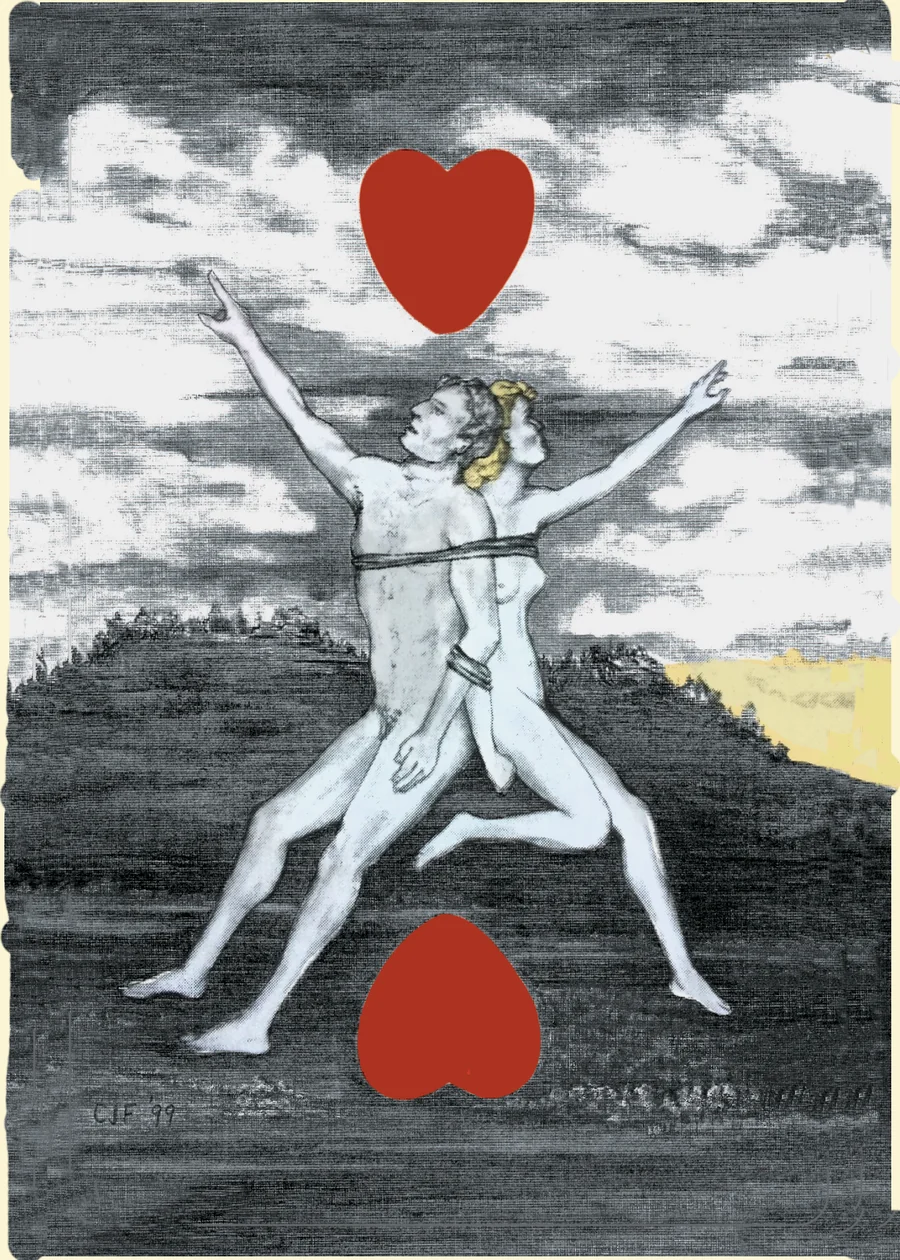 2 of Hearts — The Lovers from the Playing Card Oracles deck