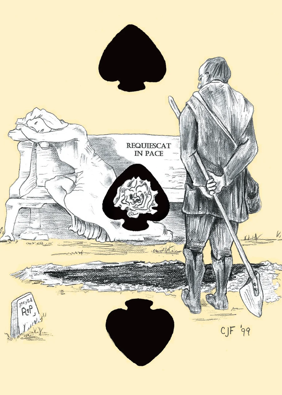 3 of Spades — The Grave from the Playing Card Oracles deck