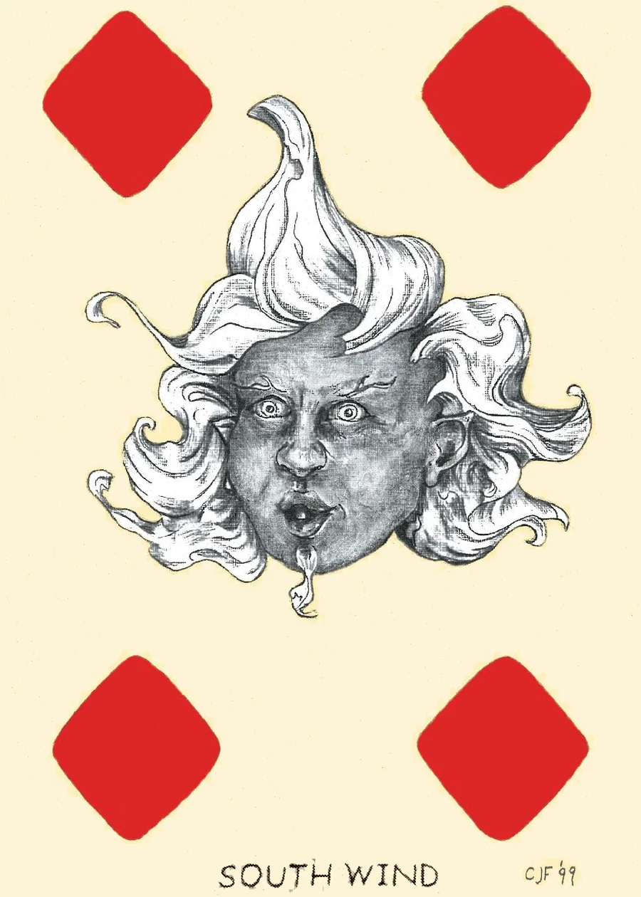 4 of Diamonds — The South Wind from the Playing Card Oracles deck
