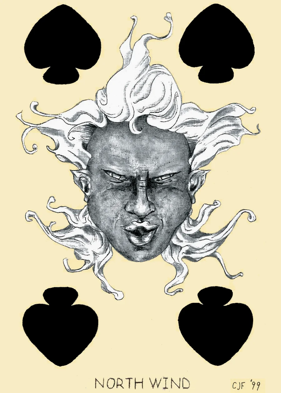 4 of Spades — The North Wind from the Playing Card Oracles deck