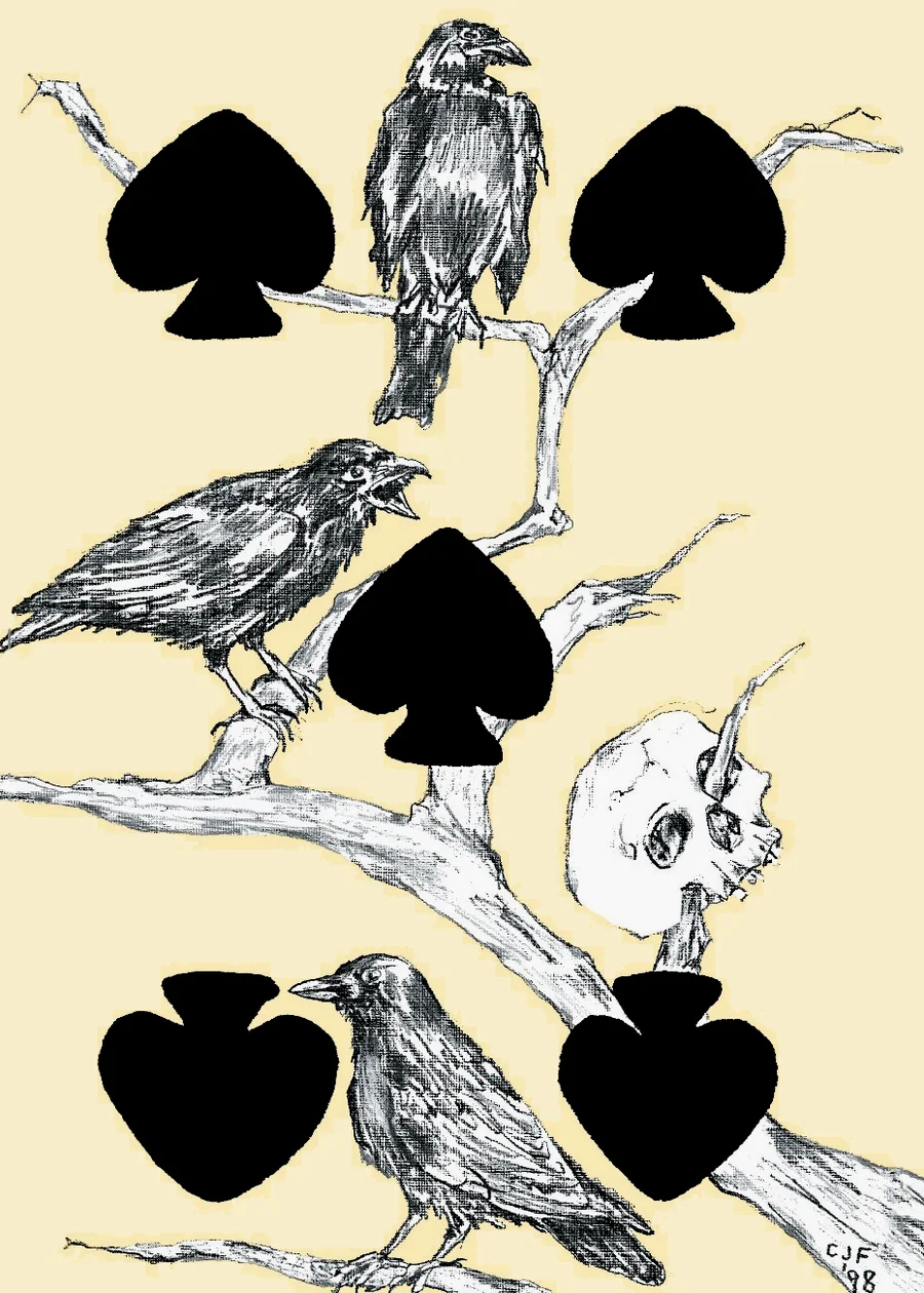 5 of Spades — Circle of Crows from the Playing Card Oracles deck