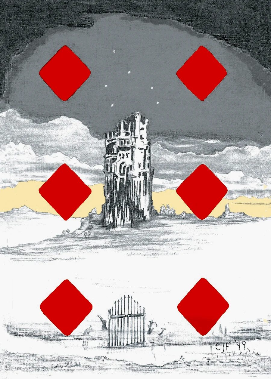 6 of Diamonds — The Tower from the Playing Card Oracles deck