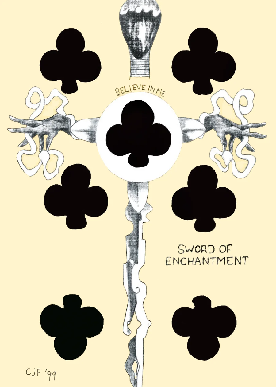 7 of Clubs — Sword of Enchantment from the Playing Card Oracles deck