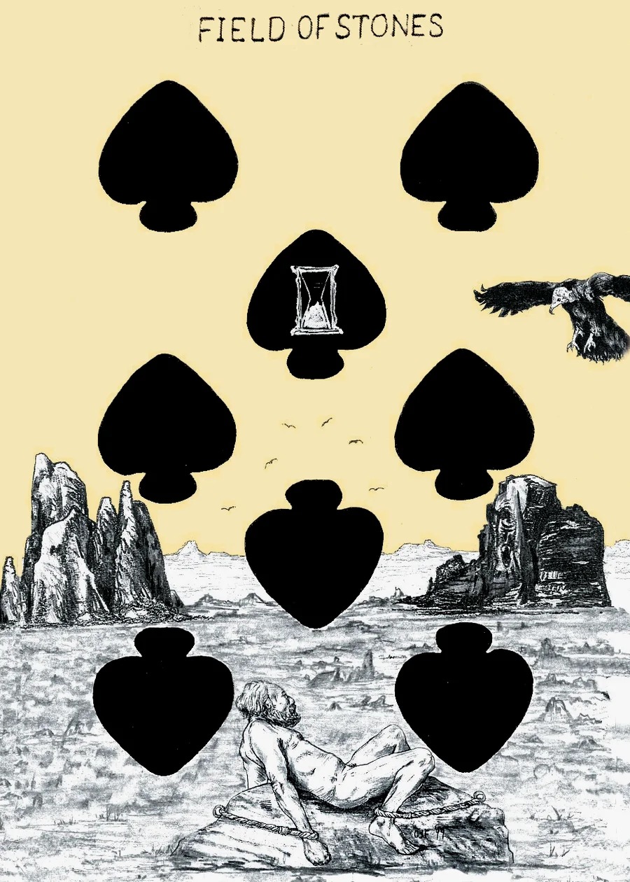 8 of Spades — The Field of Stones from the Playing Card Oracles deck