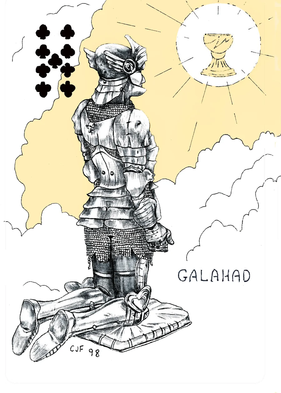 9 of Clubs — Galahad from the Playing Card Oracles deck