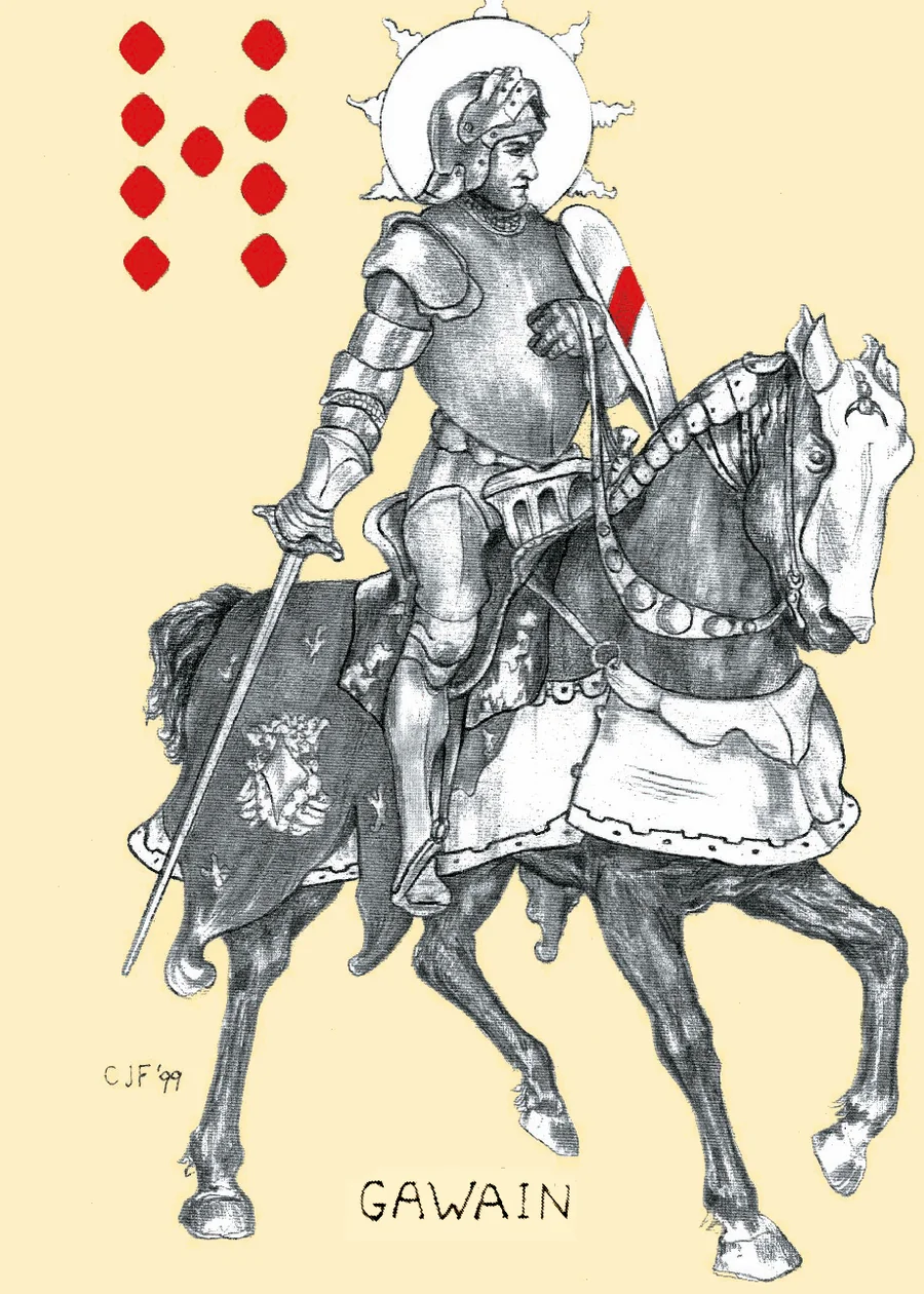 9 of Diamonds — Gawain from the Playing Card Oracles deck