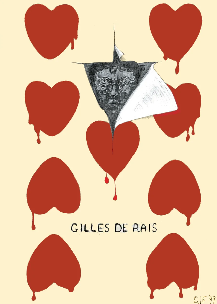 9 of Hearts — Gilles de Rais from the Playing Card Oracles deck