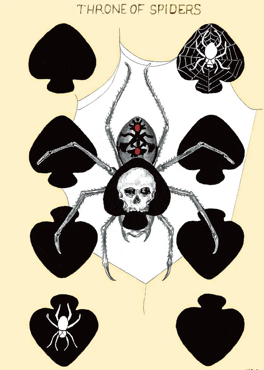 9 of Spades — The Throne of Spiders from the Playing Card Oracles deck
