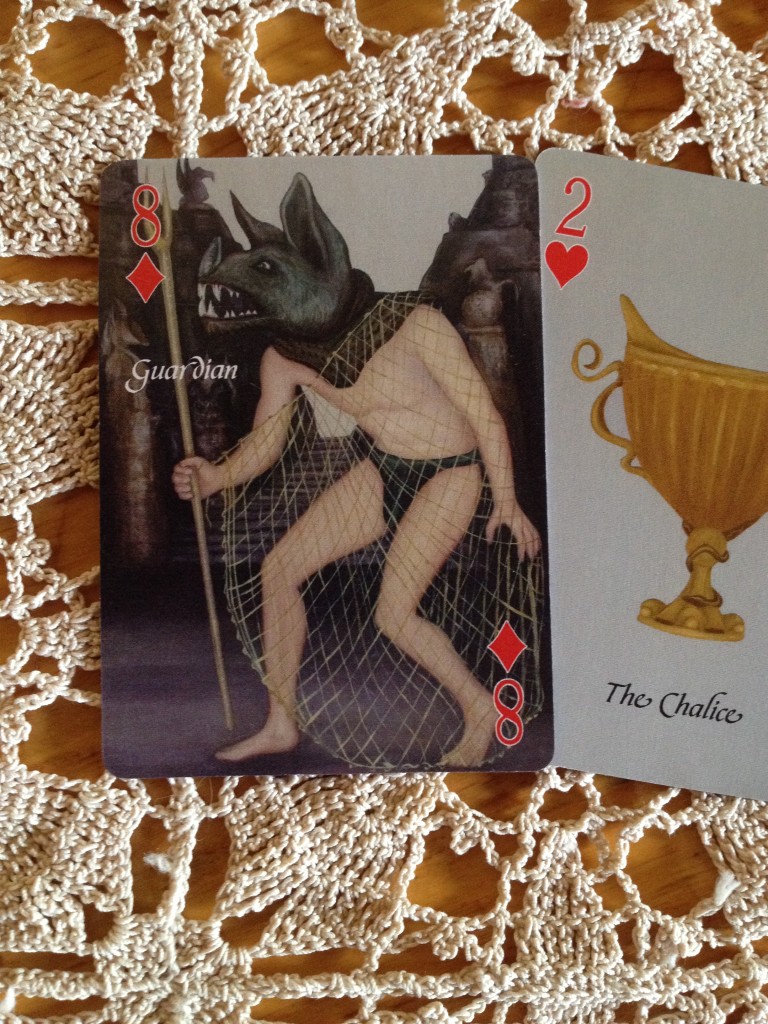 I became the "Guardian," the 8 of Diamonds from the new deck (preliminary sample card shown)